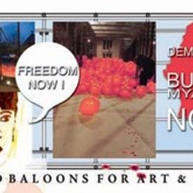 1100 red baloons for art & politic - An event in front of the National Theatre, Oslo 2007 archival print 